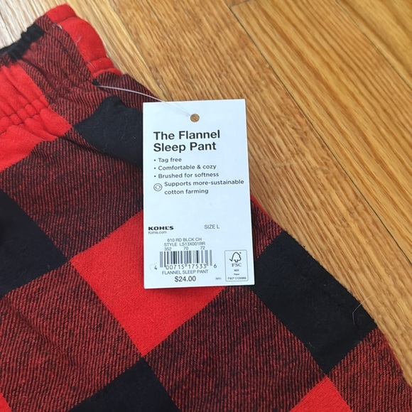 NWT Sonoma Men’s Red/Black The Flannel Sleep Pajamas Pant Sz L - Picture 4 of 8